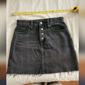 Uniqlo black denim mini skirt, button-front